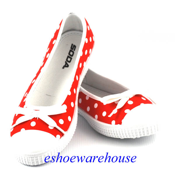 red polka dot flats