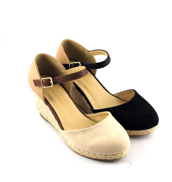 tan closed toe espadrille wedge