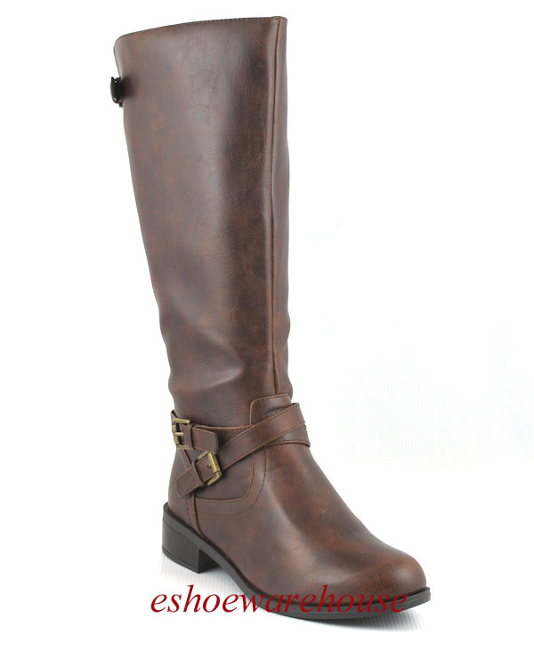 OMG So Awesome Uptown Riding Style Women Flat Knee Boots Brown Criss X