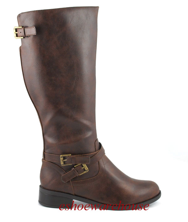 OMG So Awesome Uptown Riding Style Women Flat Knee Boots Brown Criss X