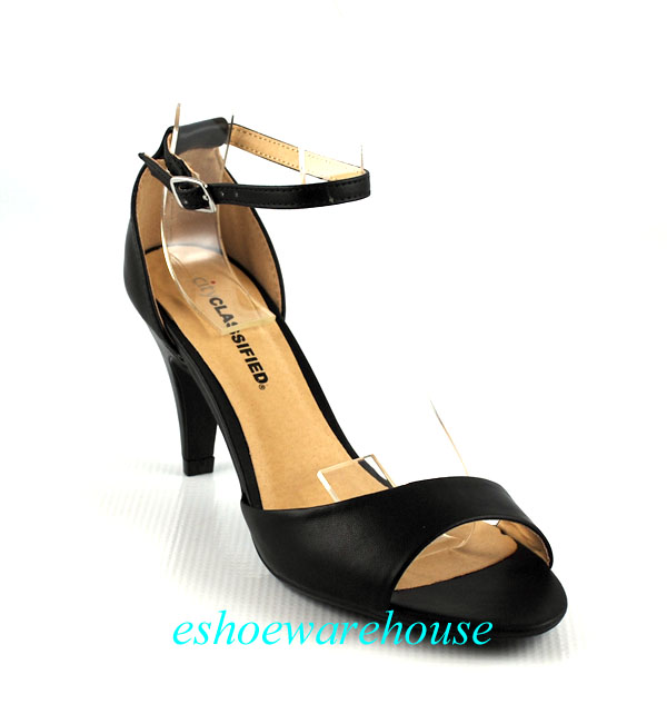 ... Matte-Classy-Sexy-DOrsay-Curve-Band-Ankle-Strap-Mid-Heel-Sandals-Pumps