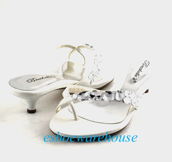 Dazzle Low Kitten Heel Rhinestone Thong Sandals White Ebay