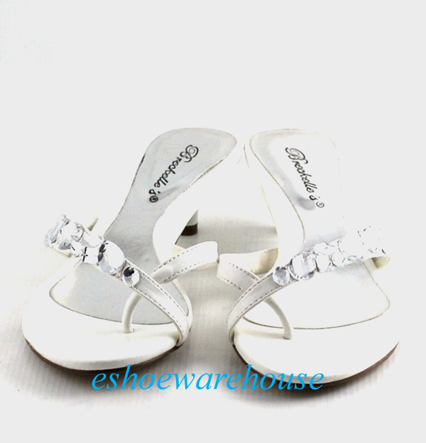 Dazzle Low Kitten Heel Rhinestone Thong Sandals White Ebay