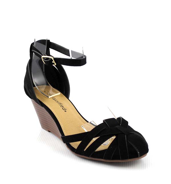 Black Soo Cute Caged Closed Toe Low Mid Wedge Sandals Closed Back Ankle Strap | eBay