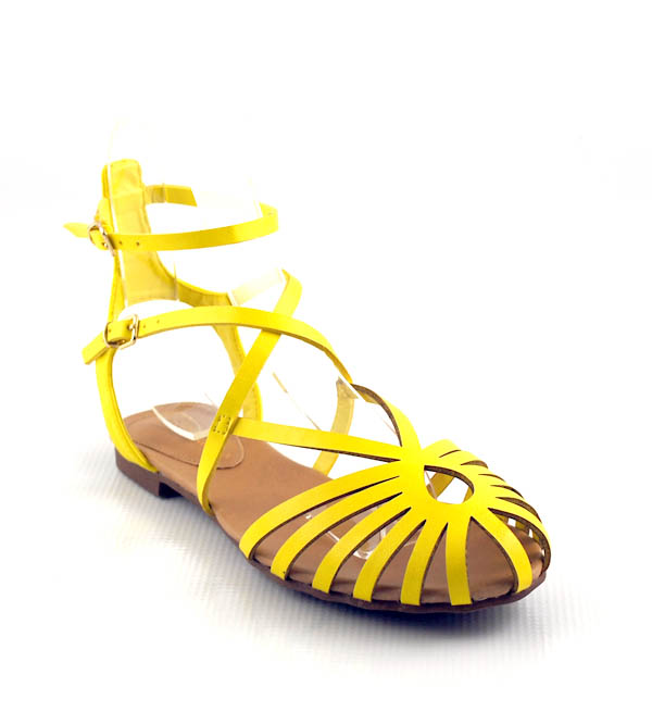 yellow strappy flat sandals