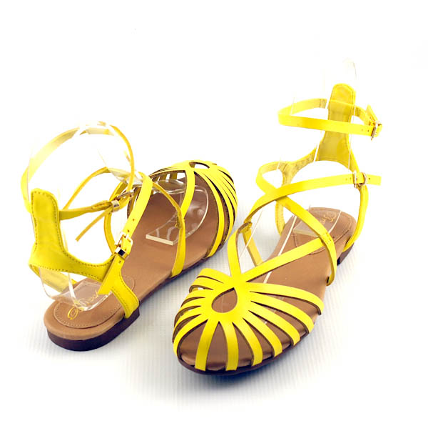 yellow box gladiator sandals