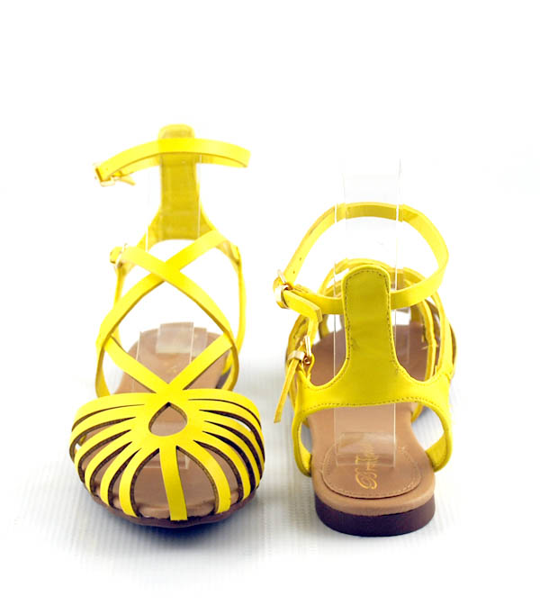 yellow box gladiator sandals