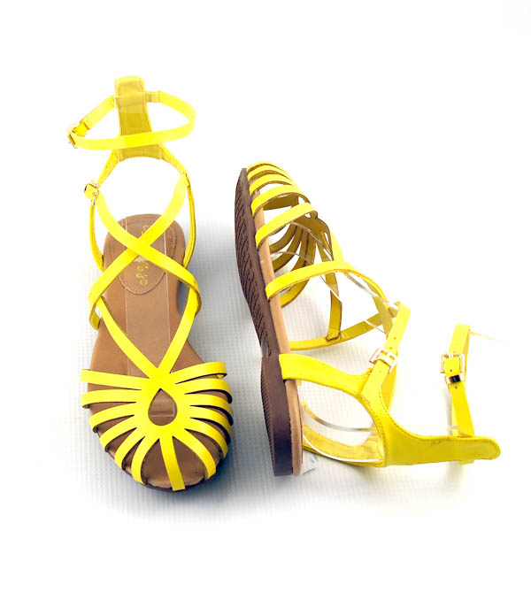 yellow box gladiator sandals
